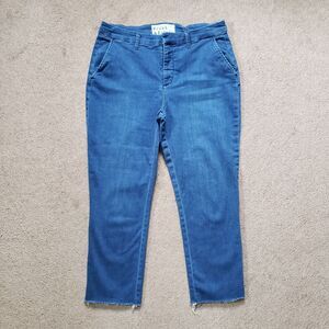 Frank & Eileen Est 1947 Wicklow Italian Chino Denim Pants Raw Hem Blue Sz 12